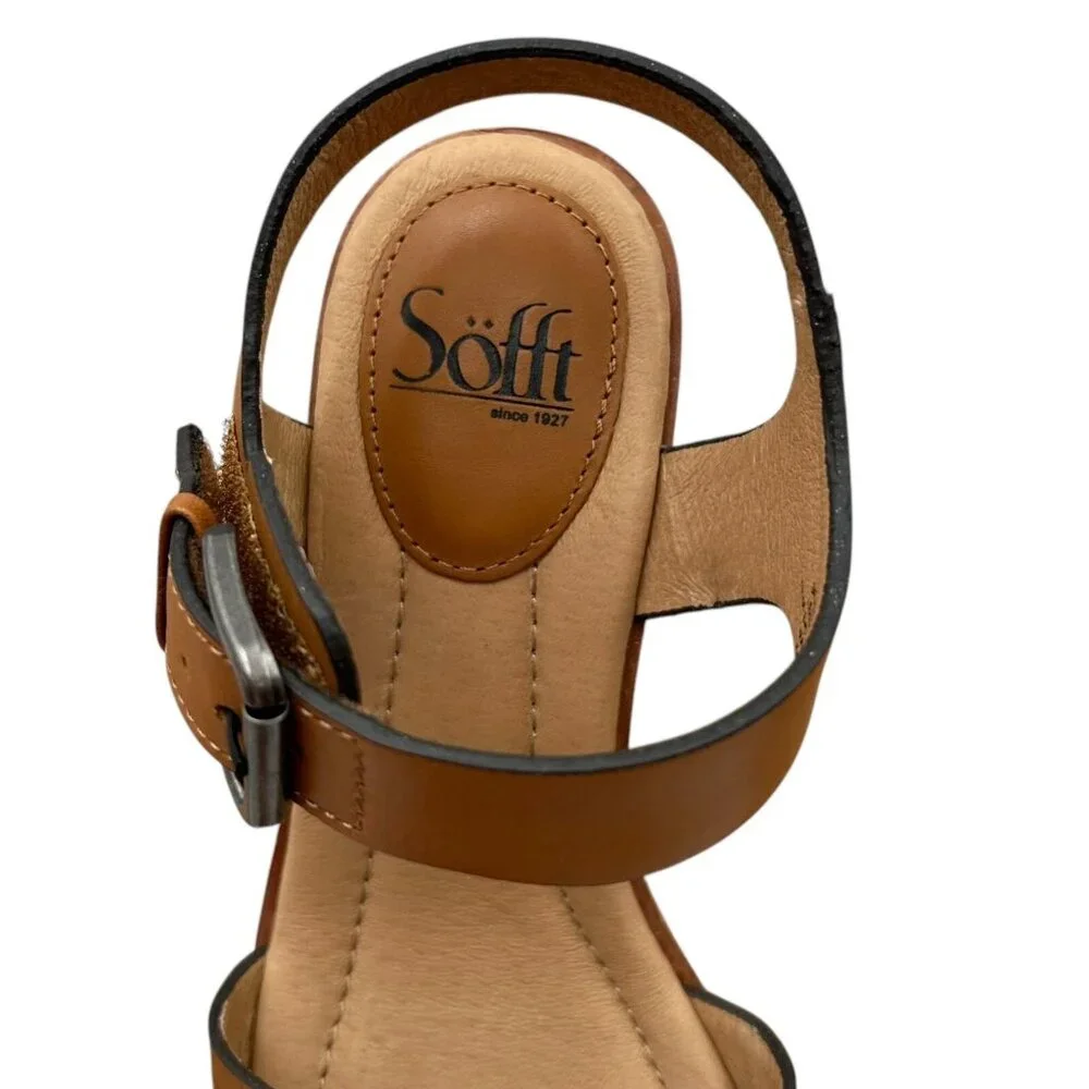Sofft Garin Women’s Wedge Sandals Size 8.5‎ Brown Open-toe Hook & loop Closure